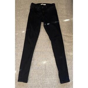 Levi's Premium Jeans Womens Size 25 Black Denim 710 Super Skinny Stretchable